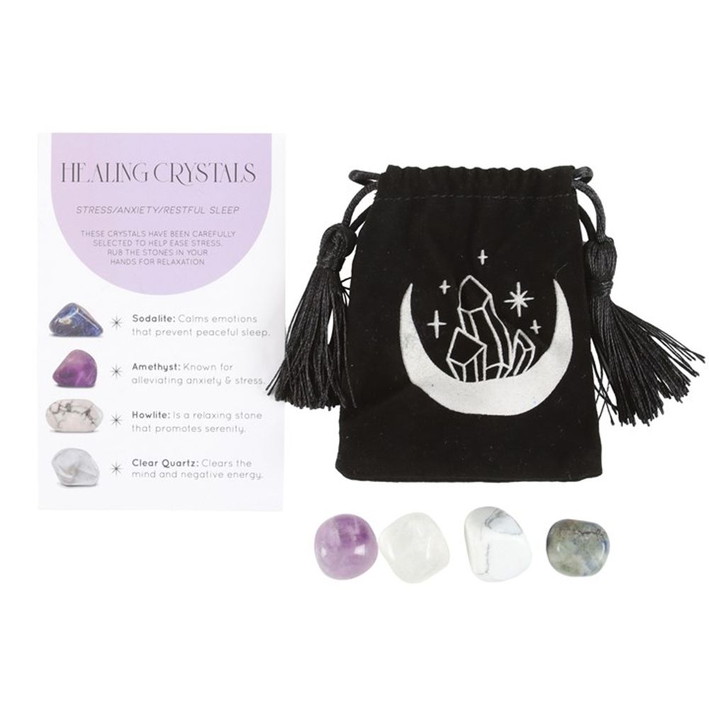 Stress Relieving Crystal Set with Moon Trinket Dish